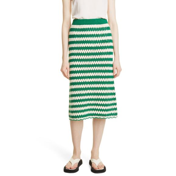 Baum und Pferdgarten Ciel Cotton Crochet Stripe Midi Skirt - L
